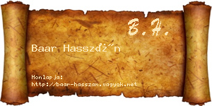 Baar Hasszán névjegykártya